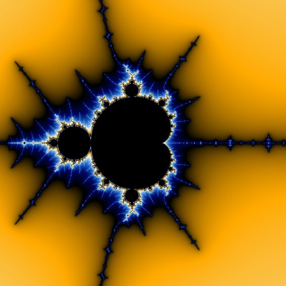 A tiny complete copy of the Mandelbrot set found far out on the antenna of the full shape