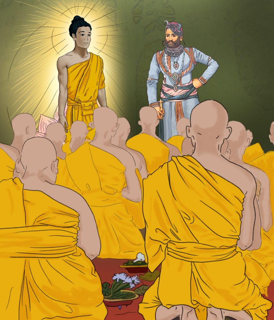 King was surprised with Angulimal's transformation and becoming a Monk